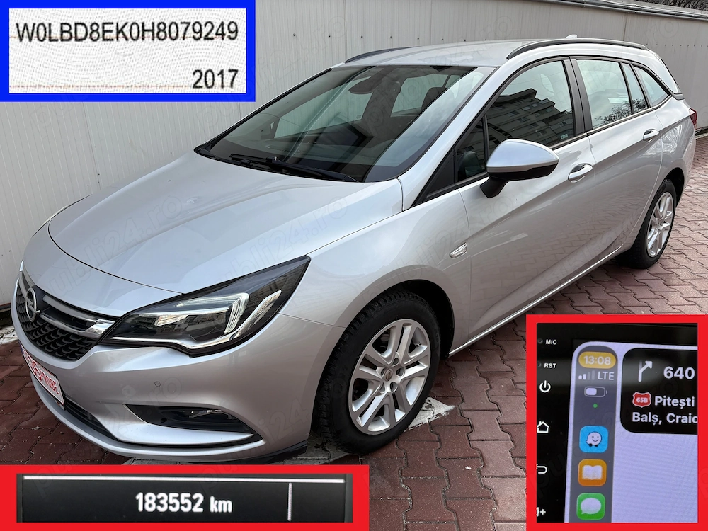 +140CP! Astra K Facelift 05 2017, Navigație mare 9  WIRELESS CarPlay + cameră, LED + Xenon, istoric