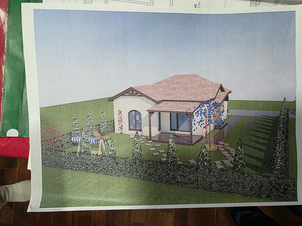 Vând teren cu proiect si autorizație de construcție