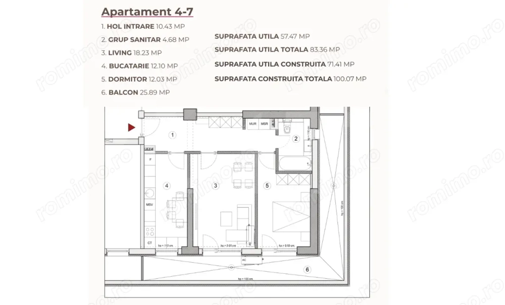 Apartament 2 camere, 83.36 mp, ansamblu 0% Comision Achiziție, Calea Severinului