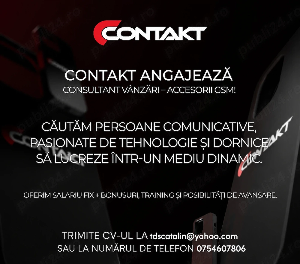 Angajăm Consultant Vânzări GSM!
