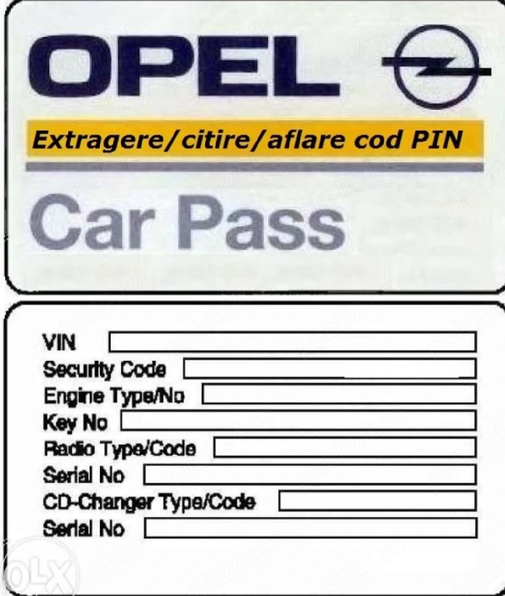 Extragere cod pin Opel, citire cod securitate Opel, Car pass Opel 