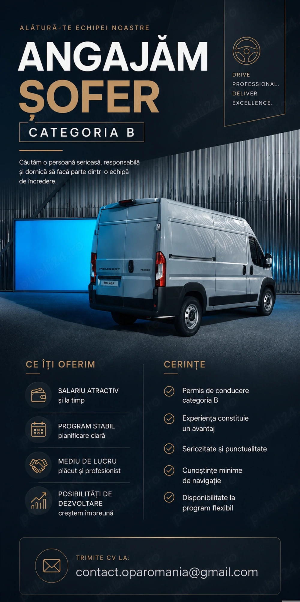 Angajam șofer categoria B transport intern
