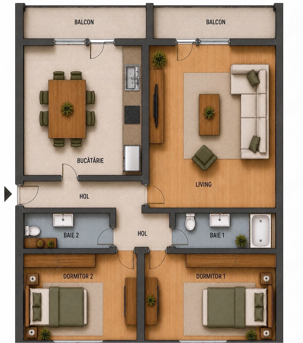 Vand apartament 3 camere decomandat