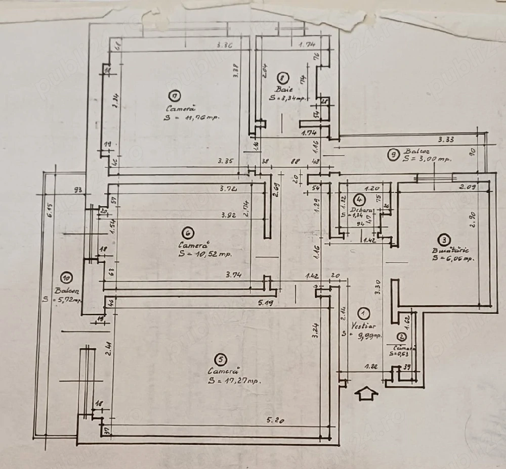 Apartament 3 camere intersectie pod Doamna Ghica, gang Aleea Sinaia, bloc reabilitat, 87m2