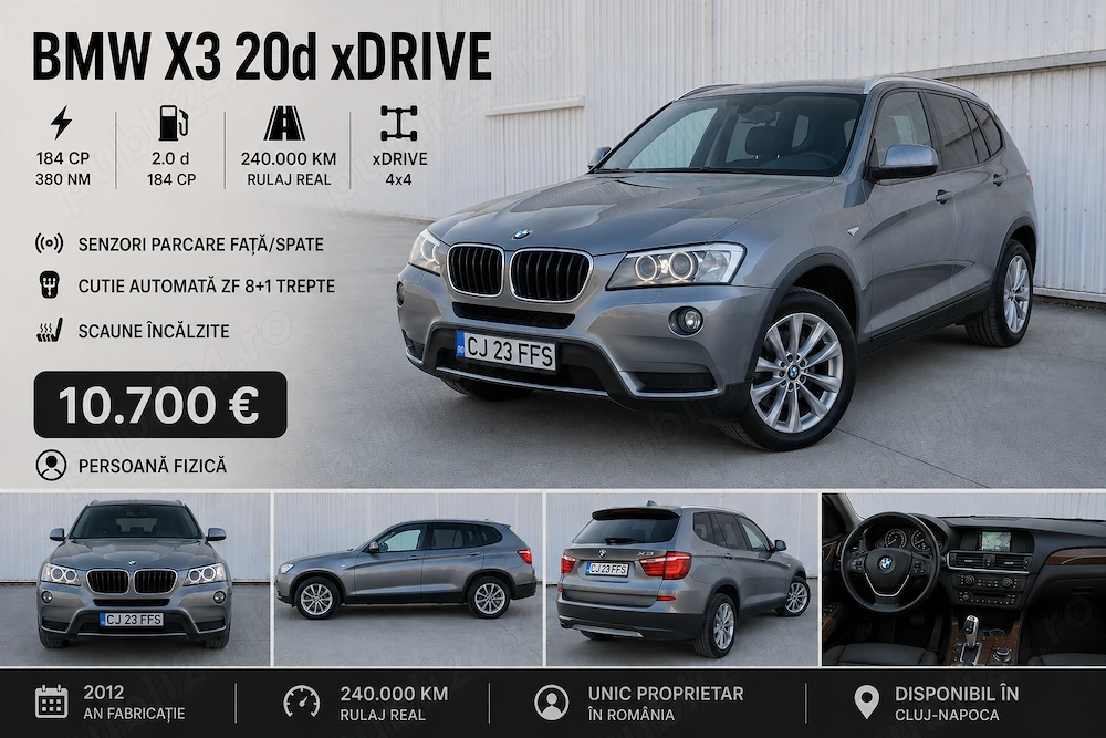 BMW X3 x-drive 2.0 Diesel 184 CP automat 8 trepte