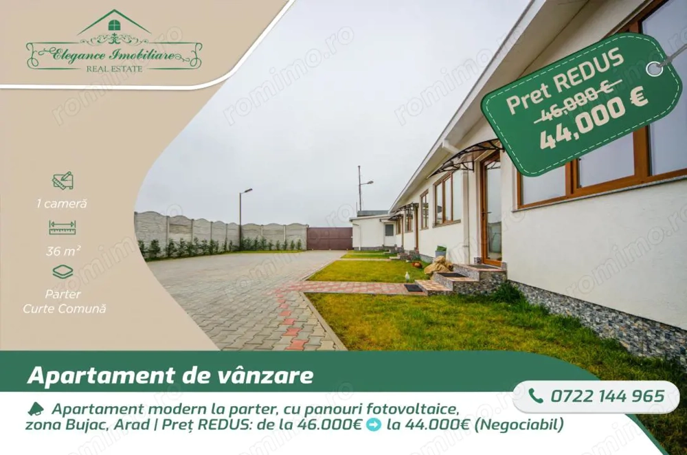 Apartament modern la parter, cu panouri fotovoltaice, zona Bujac, Arad