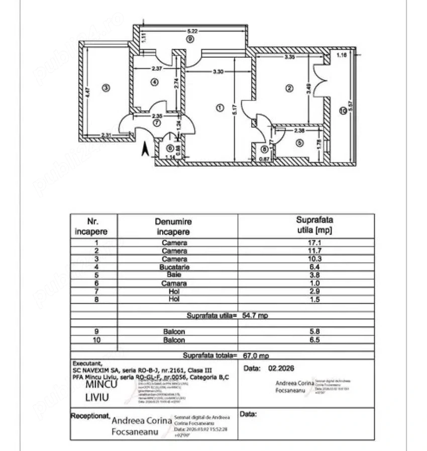 Apartament 3 camere Micro 16 | 67 mp | Etaj 3 | 2 Balcoane | Renovabil