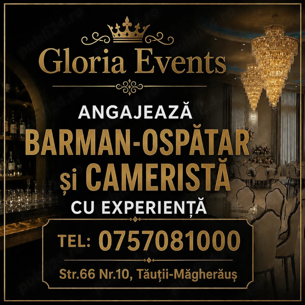 Angajez barman-ospatar și cameristă cu experiență