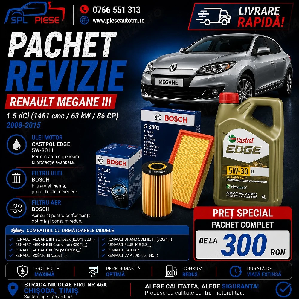 Pachet revizie pentru Renault Megane III 1.5 dCi!