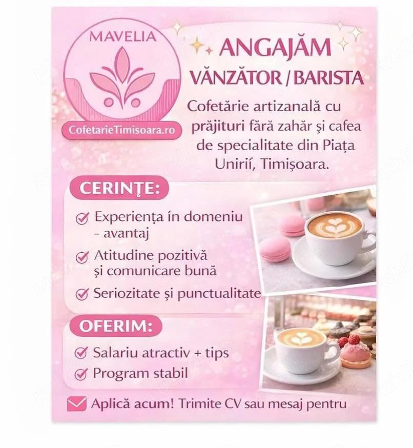 Angajăm ajutor cofetar 