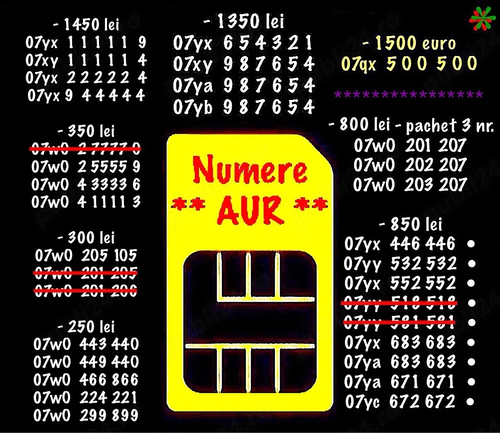 Numere de telefon Vip * Numar Aur Gold Preferential Top