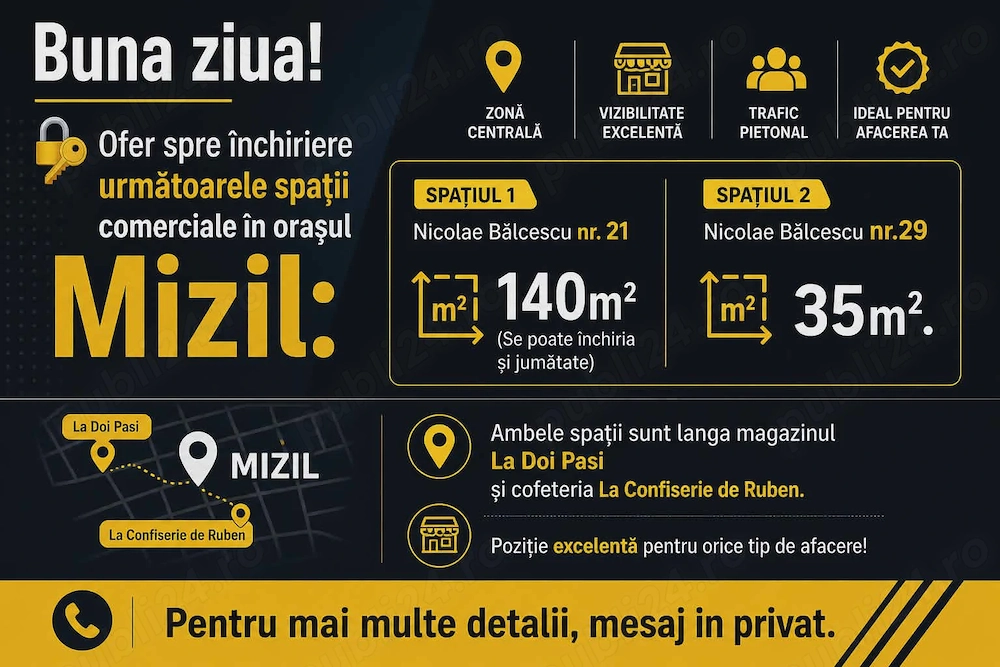 2 spatii de inchiriat in Mizil