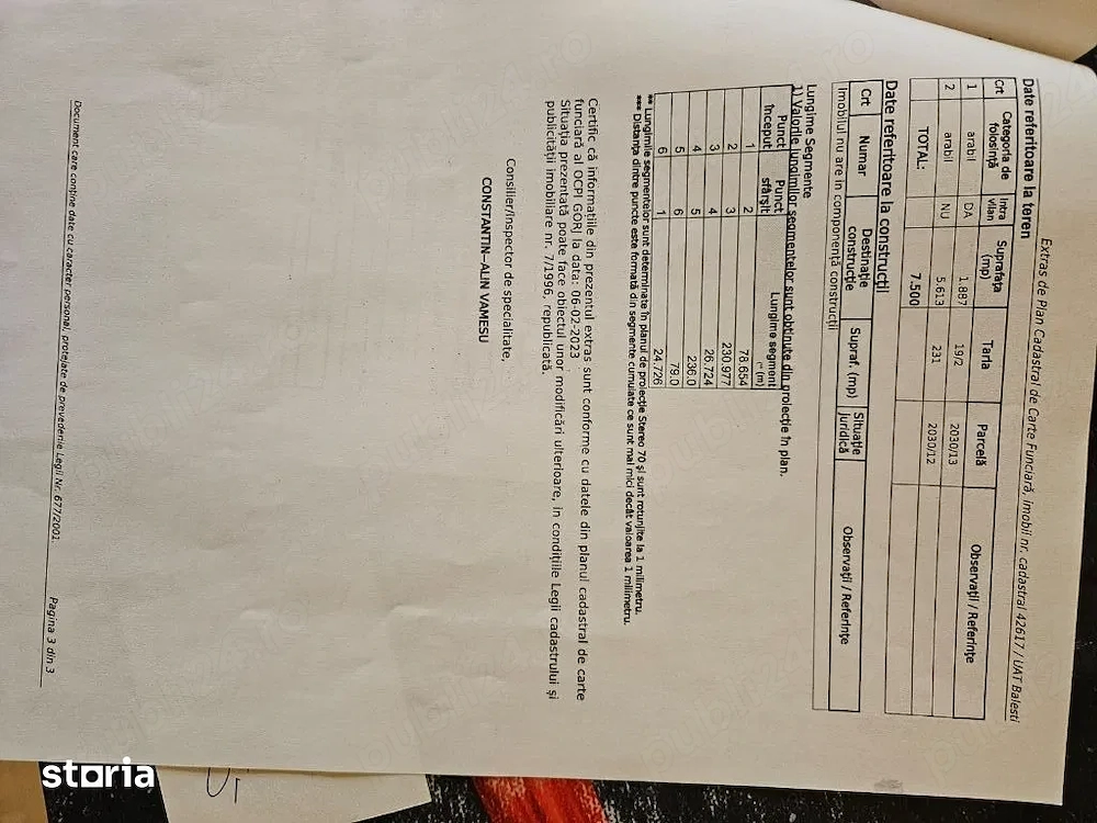 Teren de vanzare în Tamasesti, comuna Balesti, Gorj, Pret Negociabil