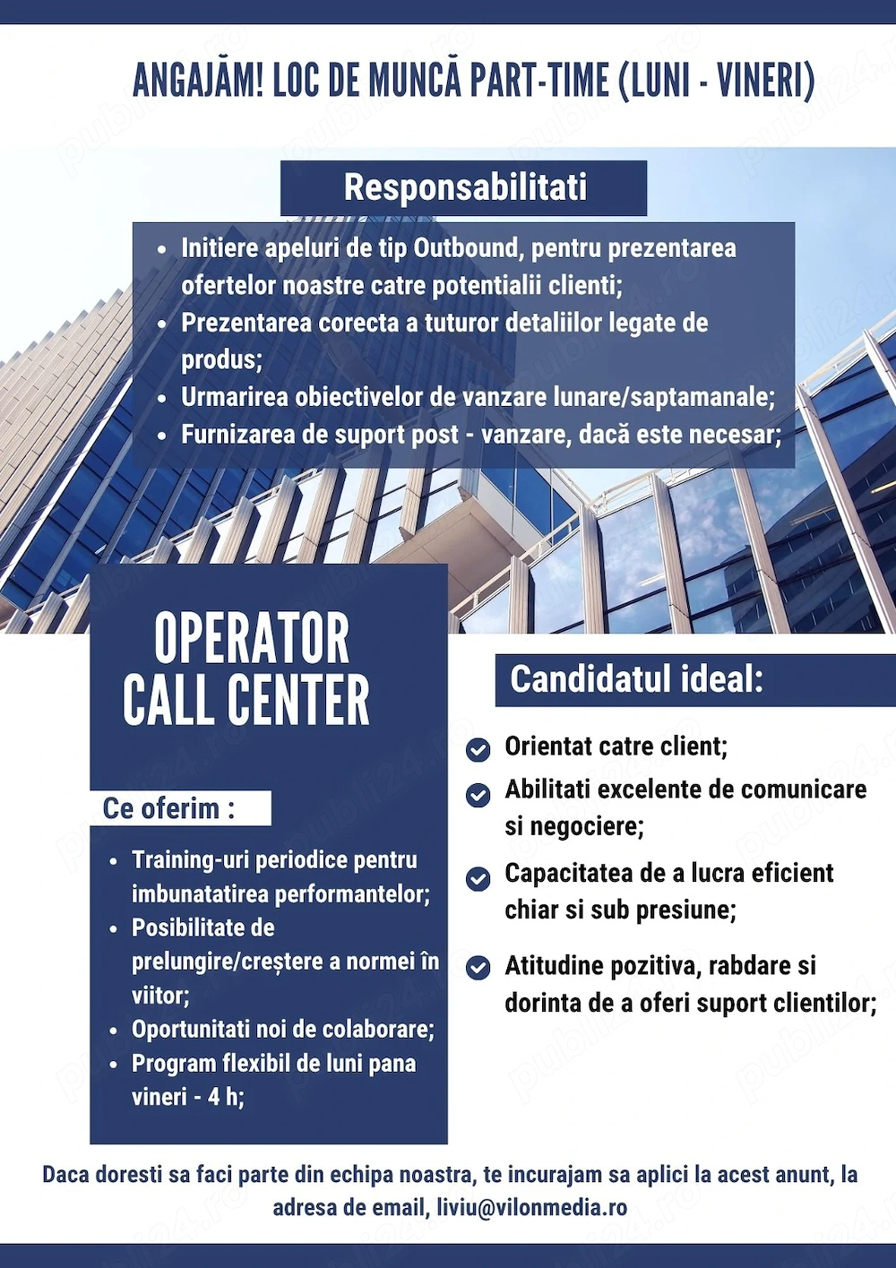 Angajam Operator Call Center Full Time in Targoviste