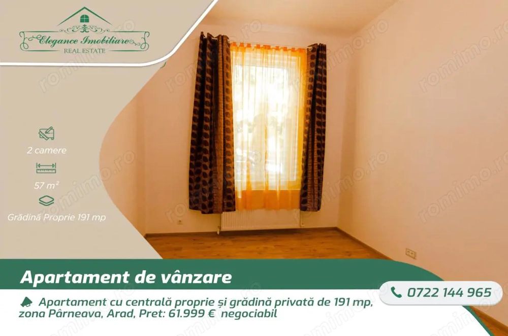 Apartament cu centrală proprie și grădină privată de 191 mp, zona Pârneava, Arad