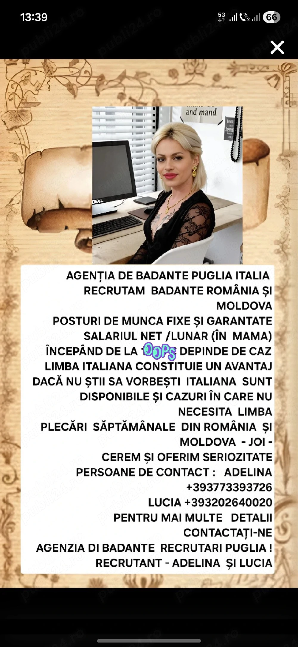 Agentie badante recrutam persoane via Italia
