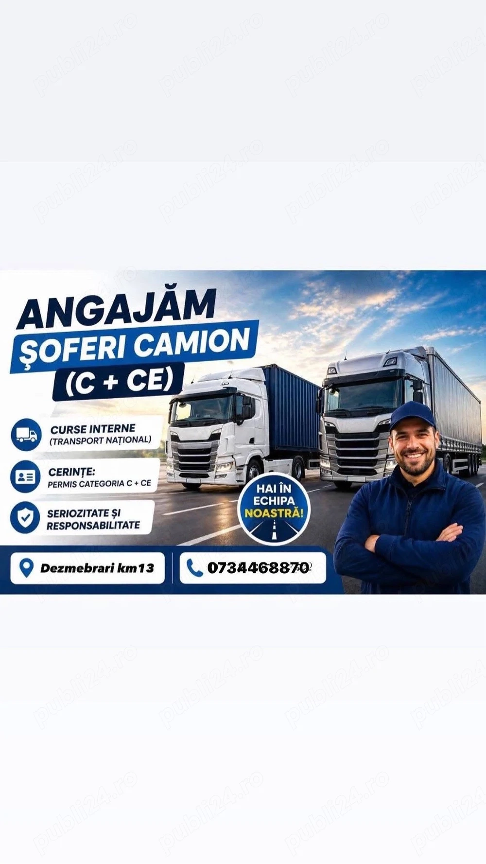 Angajez Soferi categoria C+CE cu experienta
