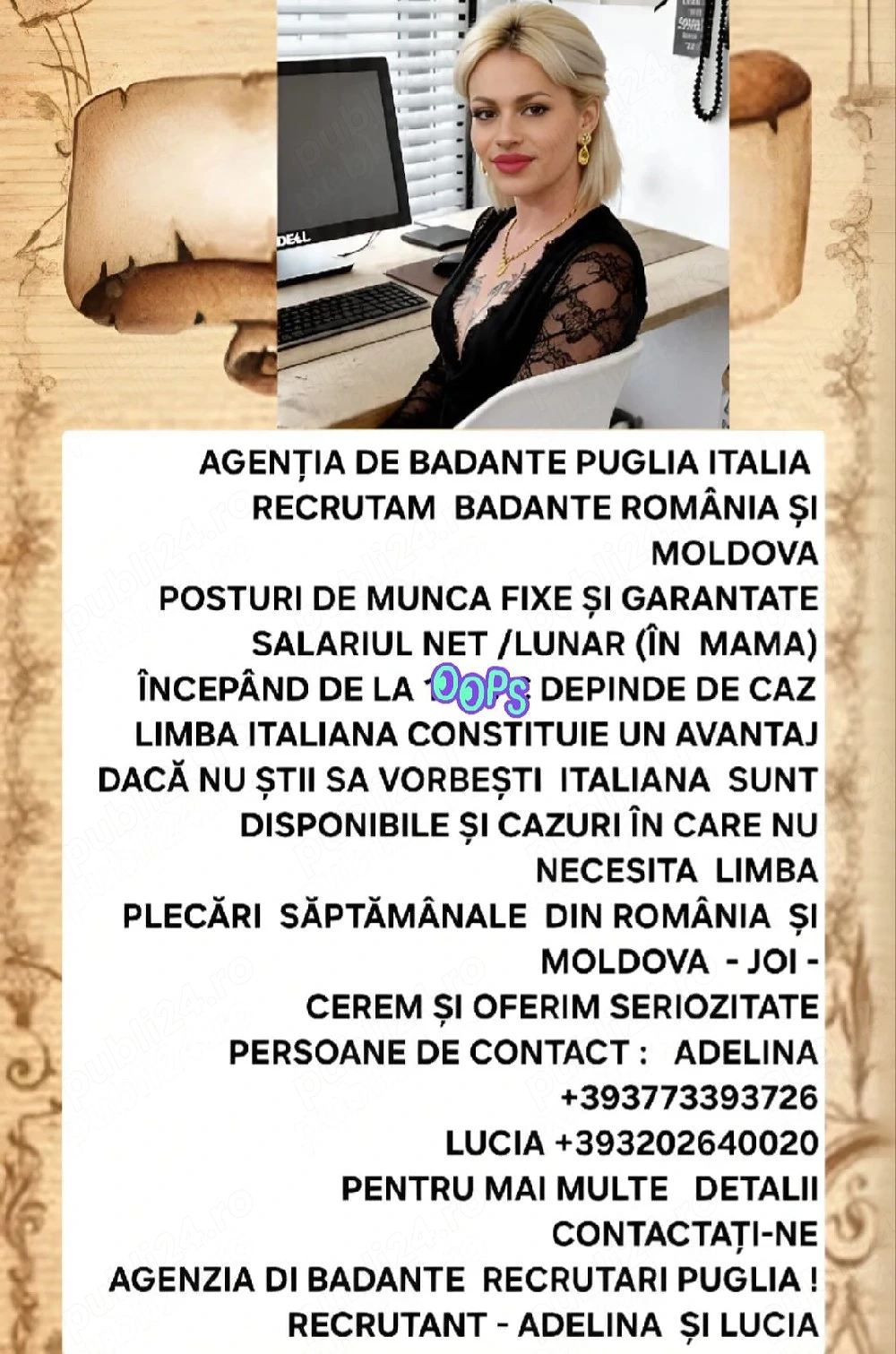 Agentie badante recrutam persoane via Italia