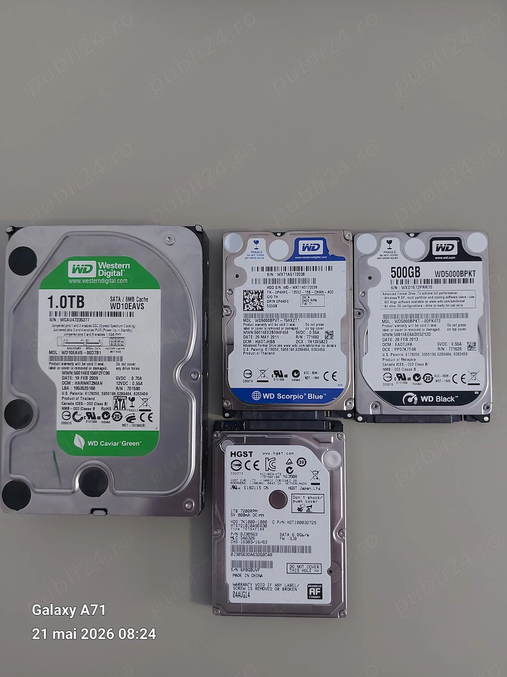 Vand 4 buc HDD 500GB 1TB