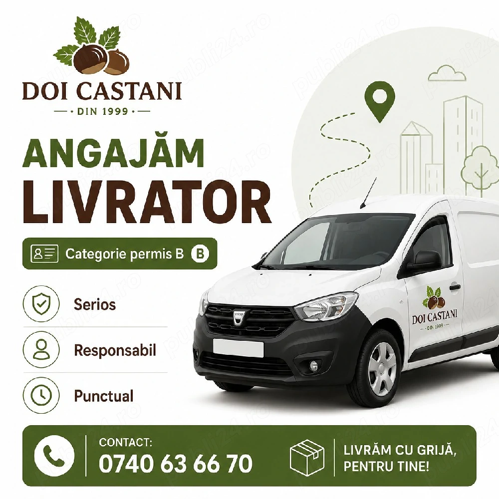 Restaurant Doi Castani angajează livrator!     