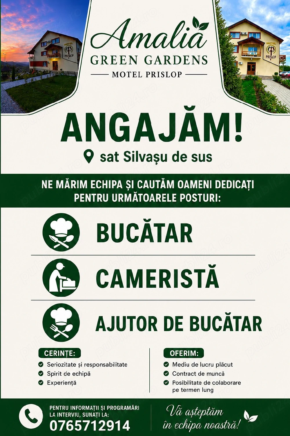 Angajam Personal Motel Prislop Hunedoara 