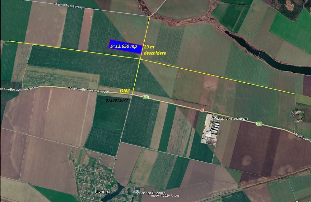 12.650 Mp teren agricol extravilan de vanzare Sinesti Ialomita