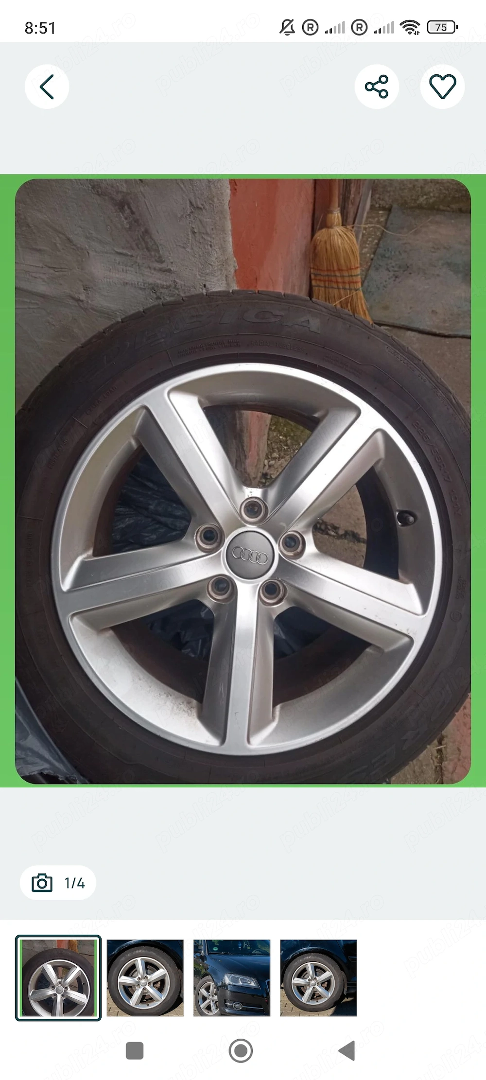 Set 4 jante audi originale+4 anvelope vara 255/55 R17-5x112