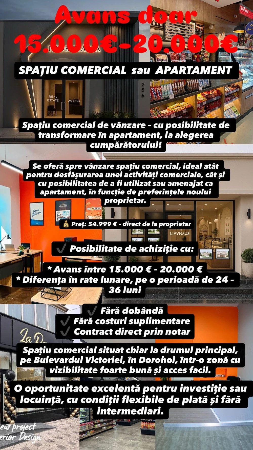 Spațiu de vânzare cu doar 15.000 -20.000  avans 