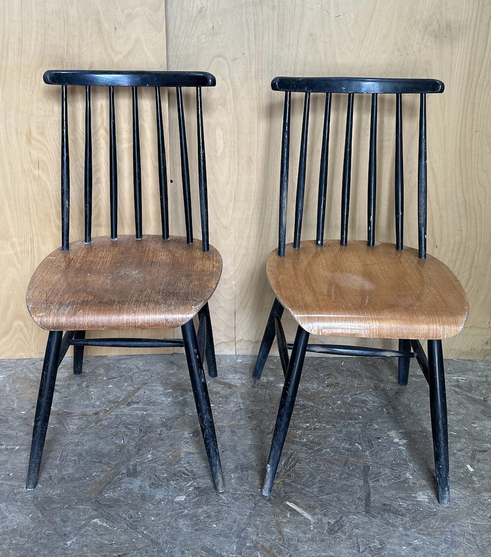 2 buc Scaun Vintage din Stil Fanett; Scaun Lemn Masiv influente scandinave