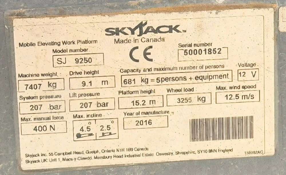 Nacela foarfeca SkyJack SJ9250 