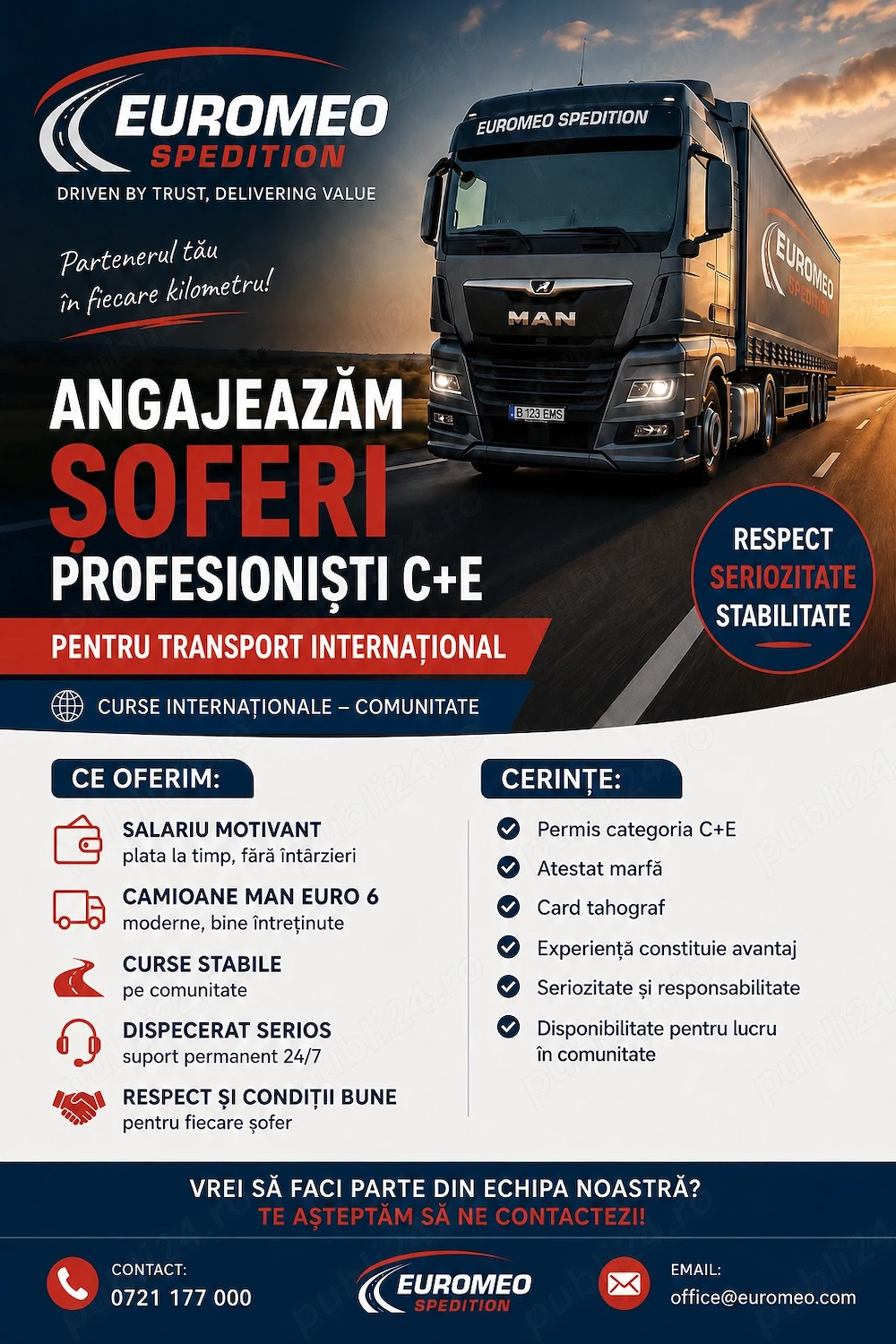 Angajăm Șoferi Profesioniști C,CE
