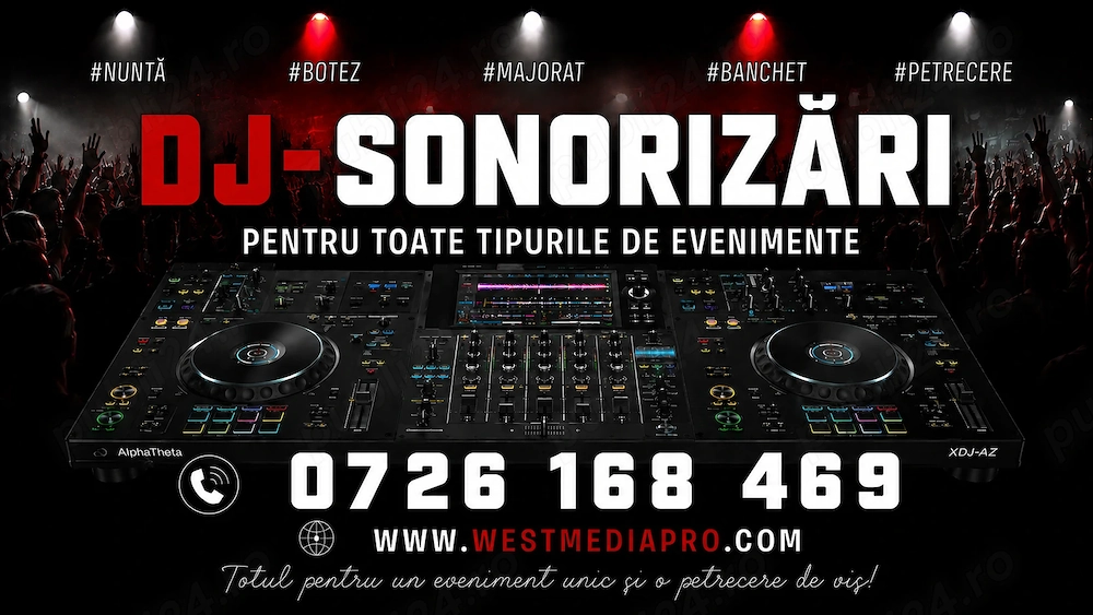 DJ - Sonorizari profesionale - pentru toate tipurile de evenimente + lumini + fum
