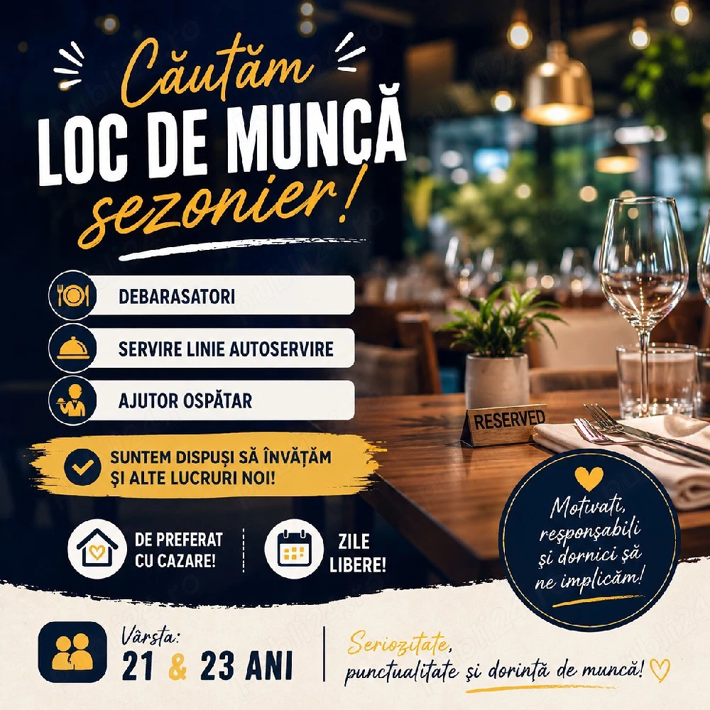 căutam loc de muncă sezonier !! 