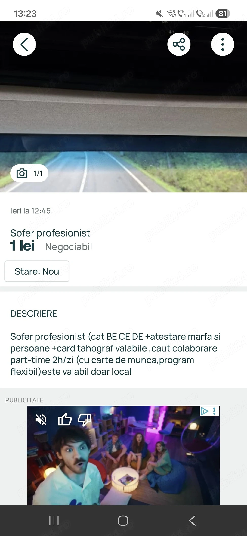 șofer profesionist  cat BE CE DE
