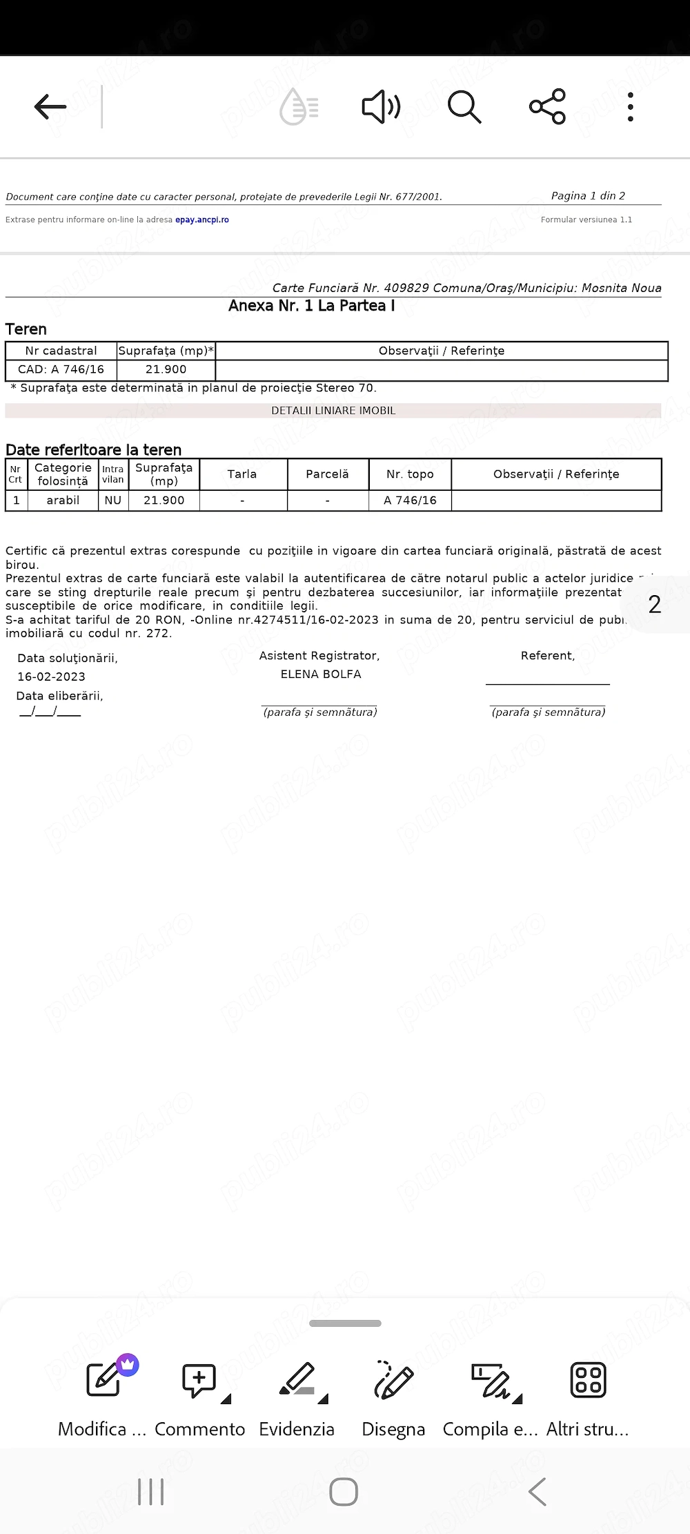  Teren agricol  de vânzare 2,2 ha ,Mosnita Noua  albina,38.000 Euro euro