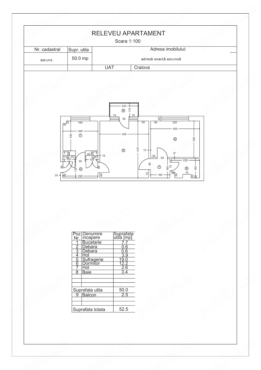 Vând apartament cu 2 camere, situat în Craiova, zona Ion Țuculescu   Lăpușului, lângă Școala 37