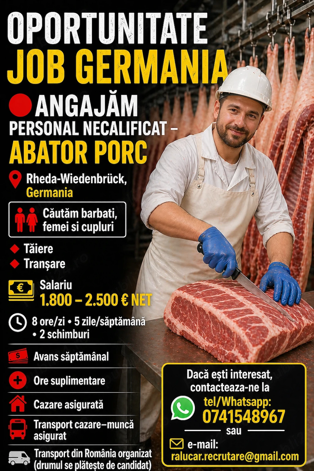 Angajam personal pentru abator in Germania