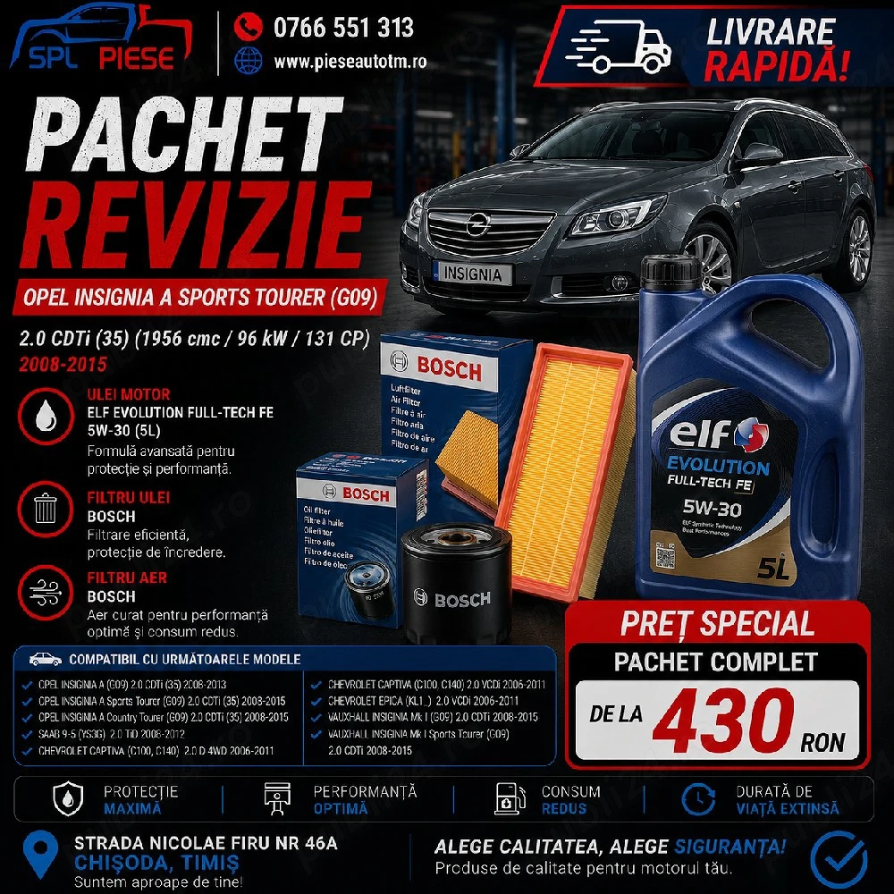 Pachet revizie complet pentru Opel Insignia A Sports Tourer (G09) 2.0 CDTi 131 CP!