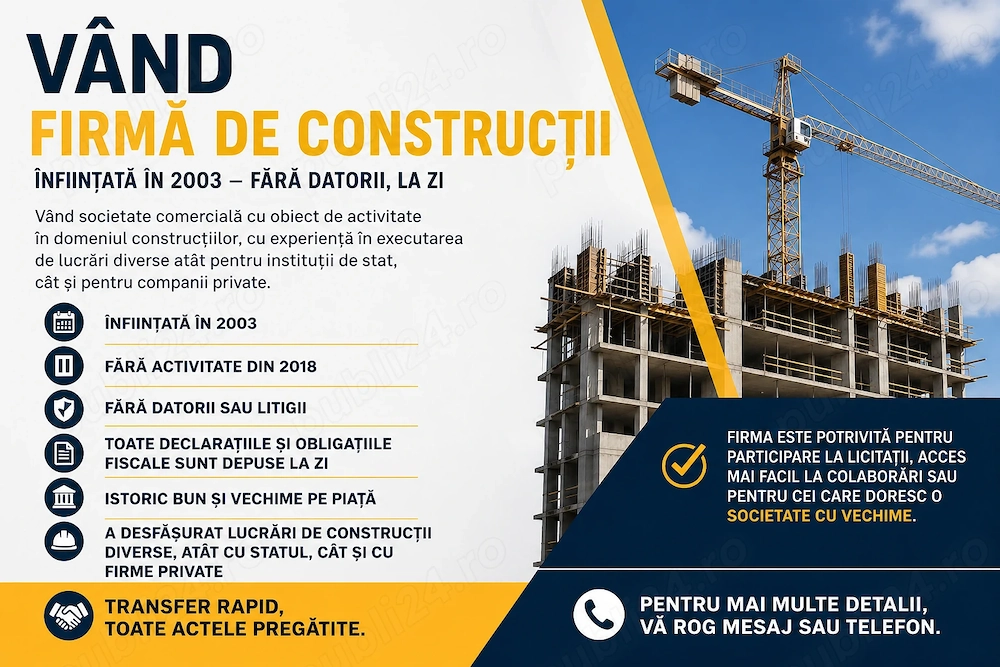 Vand firma constructii infiintata 2003