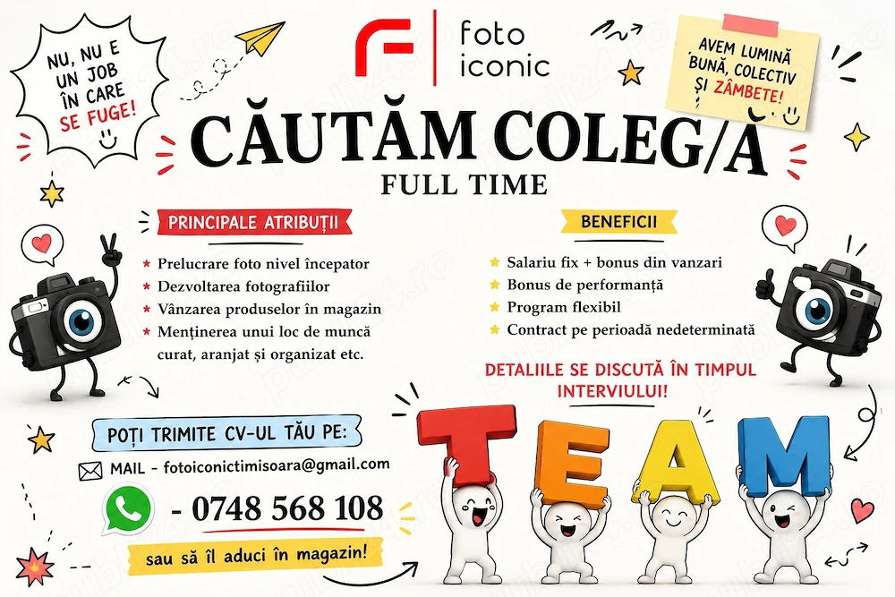 Căutăm coleg a! MAGAZIN FOTO zona Unirii