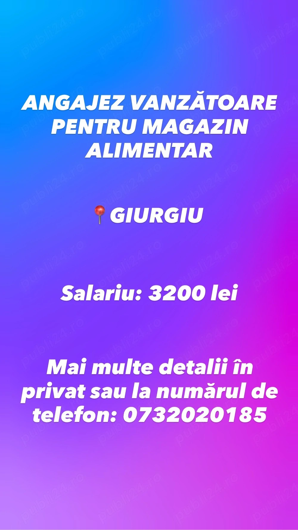 Angajăm vânzătoare pentru magazin alimentar