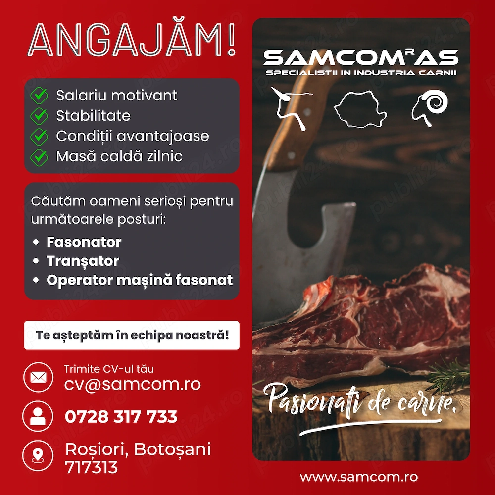 Angajam Fasonator, Transator, Operator masina fasonat