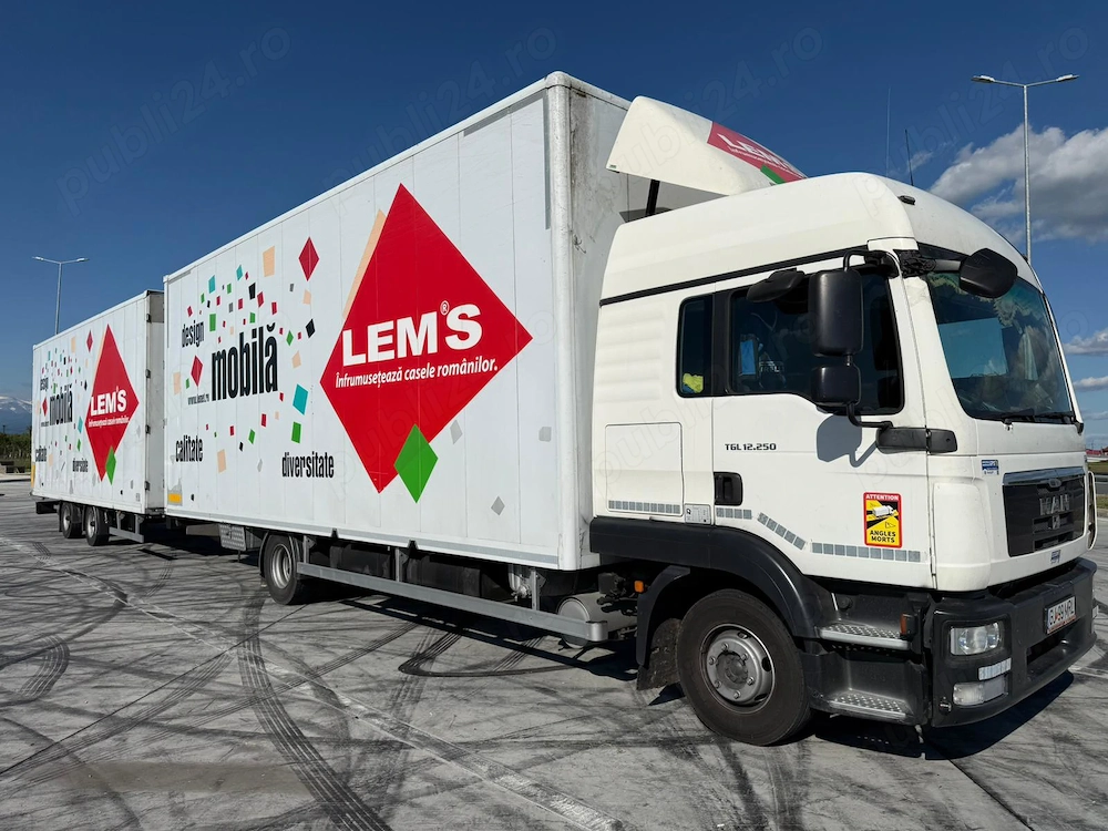 Vand ansamblu camion MAN + remorca   caroserie cutie