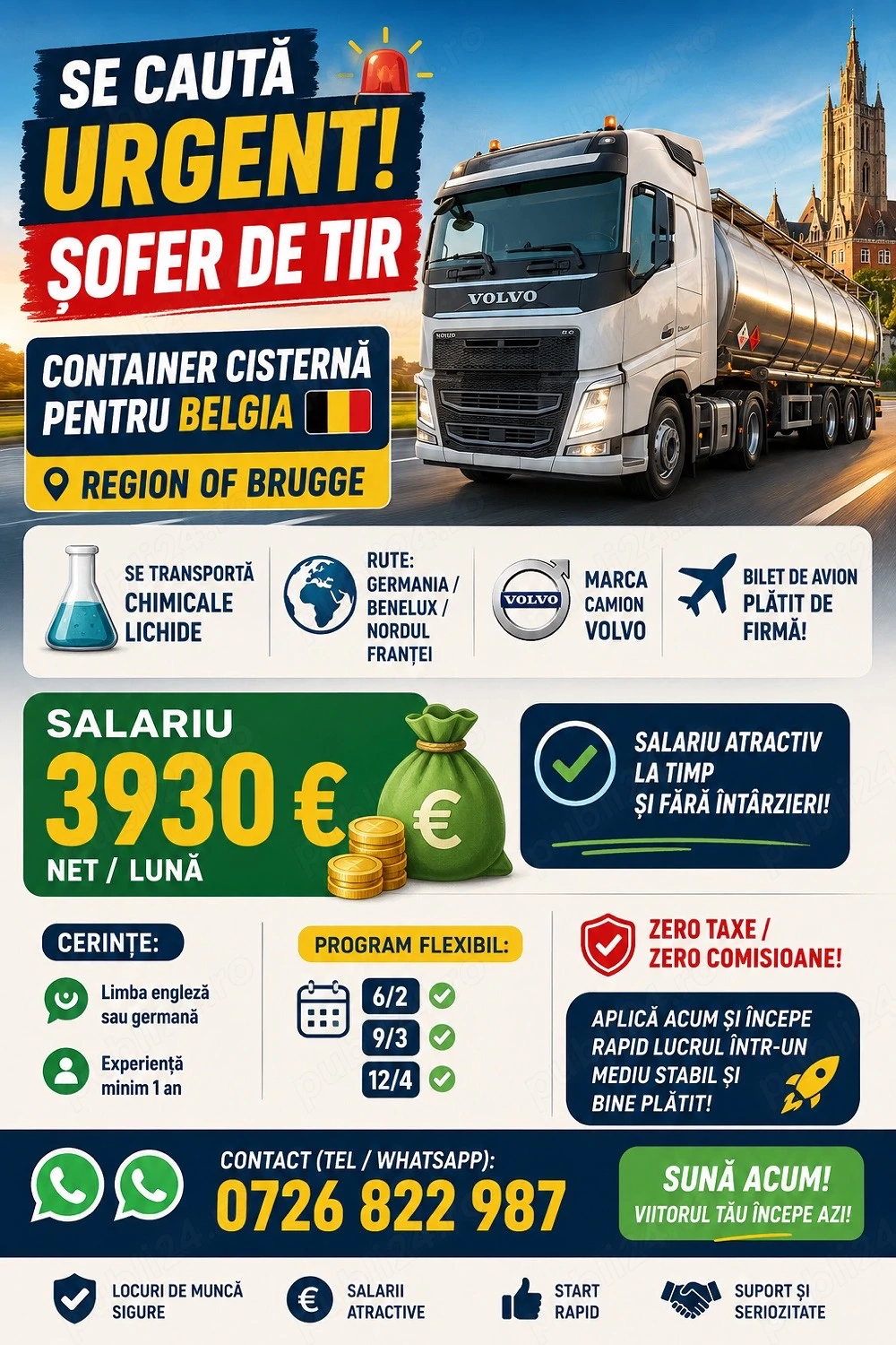 Sofer Tir Germania Belgia. detalii la telefon