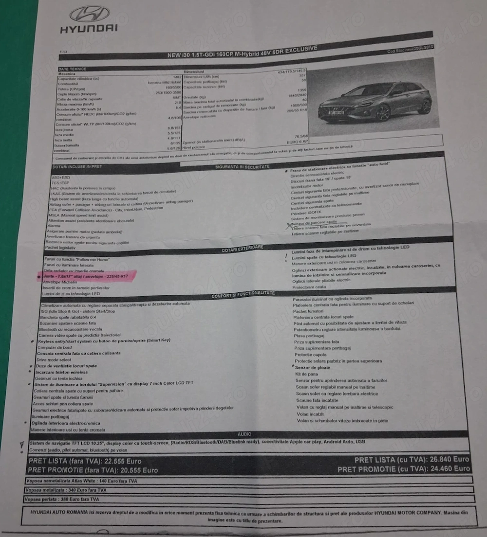 Vand Hyundai I30 varianta Exclusive