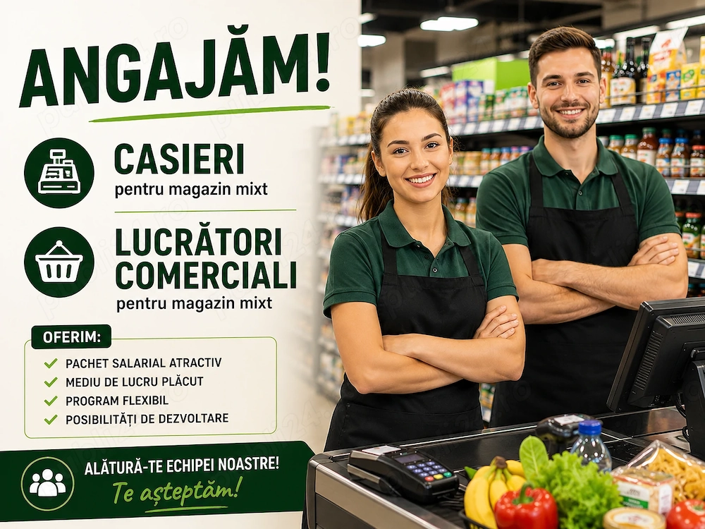 Angajam casieri si lucratori comerciali
