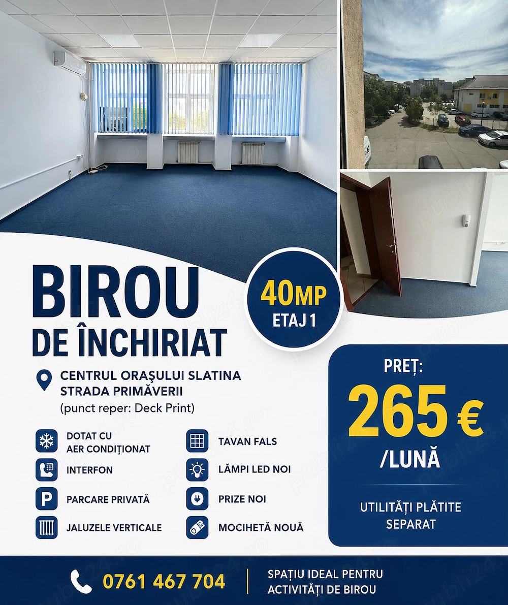 birou de inchiriat ultra central 40mp Slatina, (cladirea CEZ)