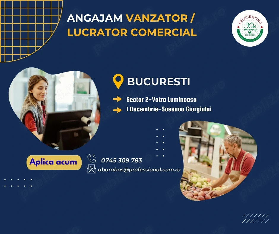 Angajam Vanzator Lucrator Comercial 