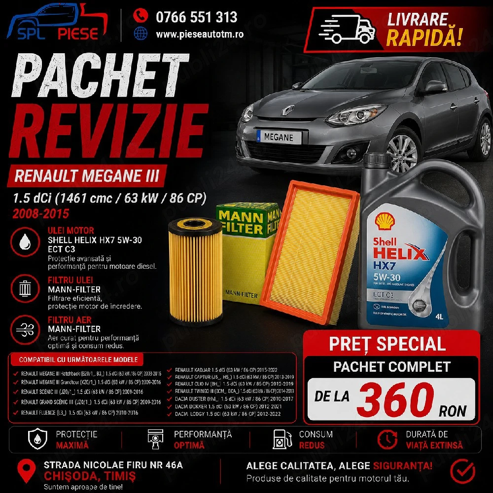 Pachet revizie pentru Renault Megane III 1.5 dCi!