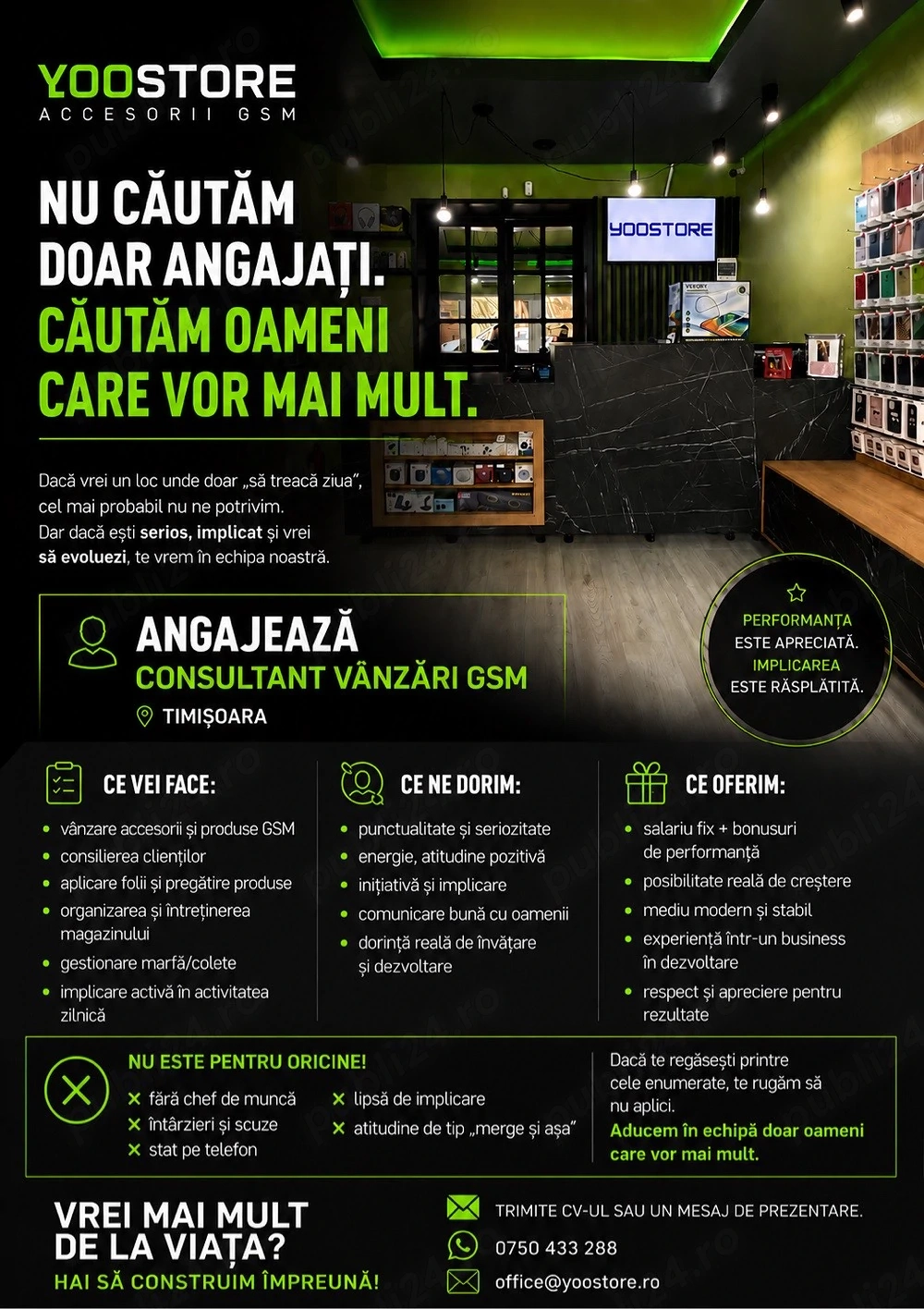    YOOSTORE angajează   Consultant Vânzări GSM